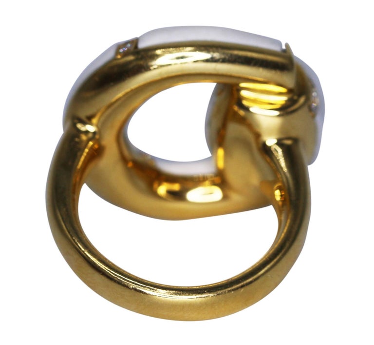Gucci White Enamel and Diamond Ring at 1stDibs | gucci ring snake ...