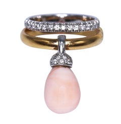 Chantecler Angel Skin Coral and Diamond Ring