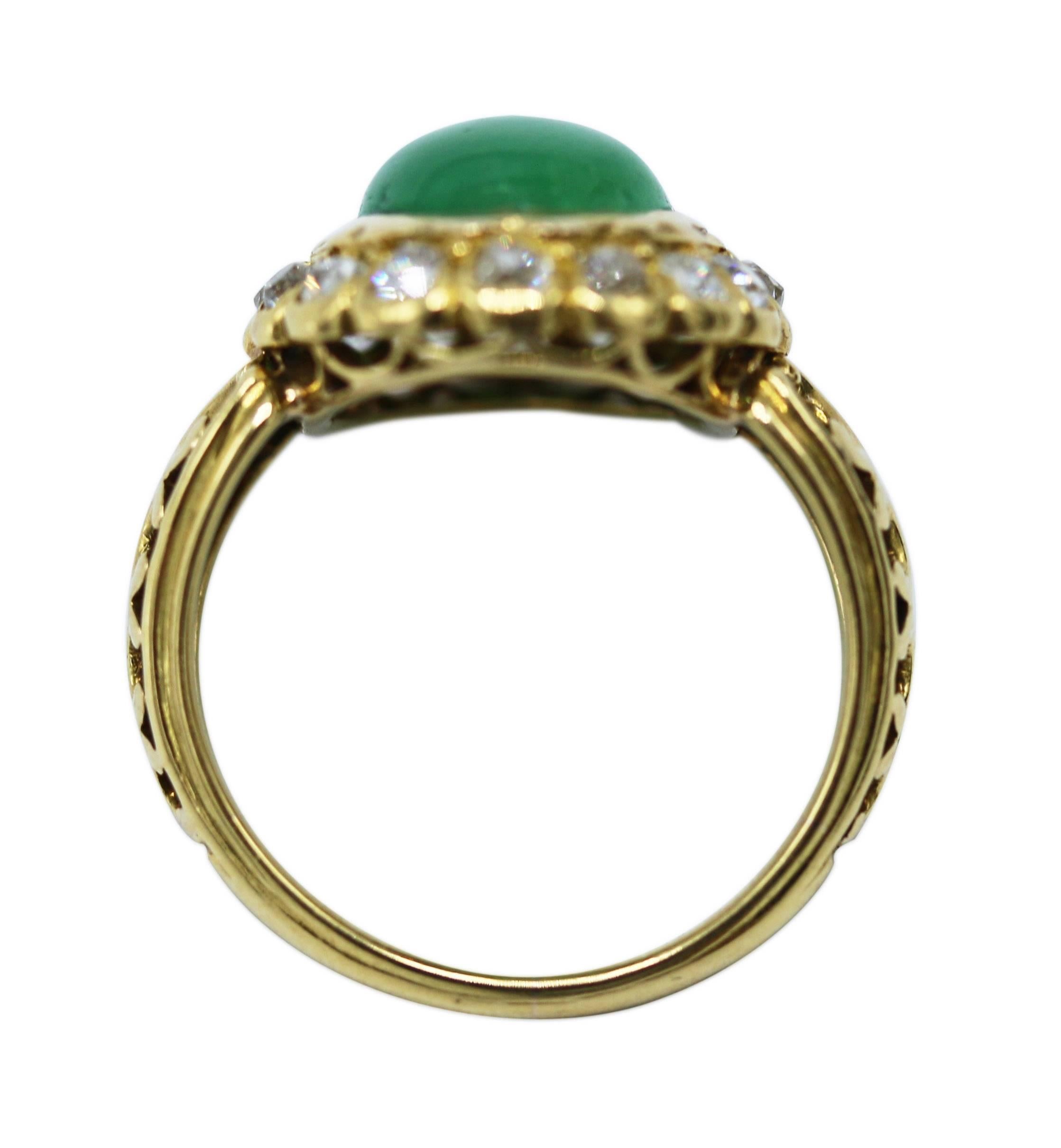 Late Victorian Victorian Jadeite and Diamond Ring