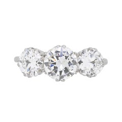 Late Art Deco Trilogy Diamond Engagement Ring, circa 1930s