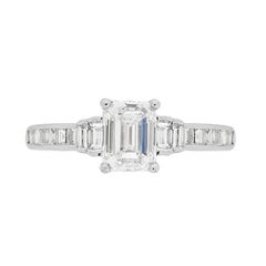 Late Art Deco Emerald Cut Diamond Engagement Ring, circa 1940s