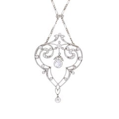 Victorian Diamond Necklace Pendant with Original Box, circa 1880s