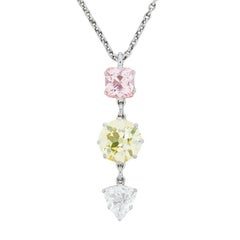 Antique Three-Color Diamond Drop Pendant, circa 1900s
