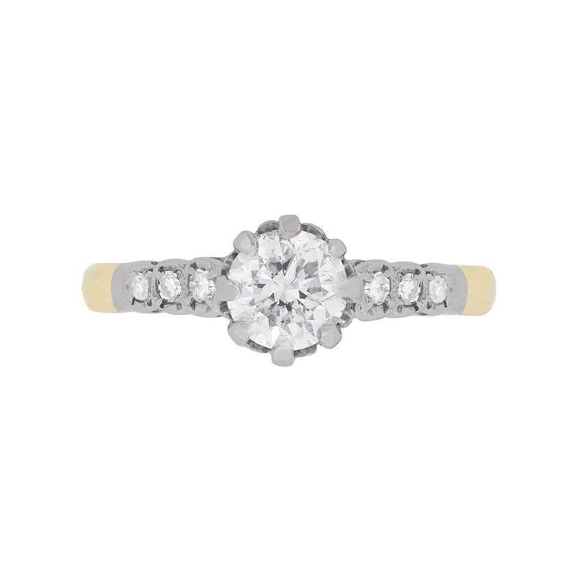 Late Art Deco Diamond Solitaire Engagement Ring, circa 1940s