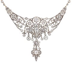 Antique Victorian 40 Carat Diamond Necklace and Earring Set, circa 1880