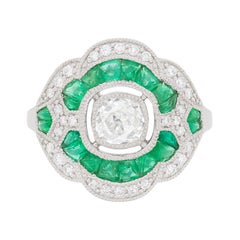Vintage Diamond and Emerald Cluster Ring, circa 1950s