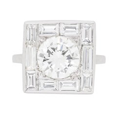 Vintage 3.00 Carat Late Deco Diamond Cluster Ring, circa 1930s