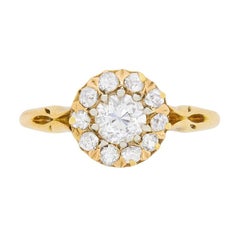 Victorian Diamond Halo Cluster Ring, circa 1900s
