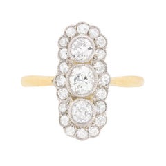 Edwardian Vertically Set Three-Stone Diamond Ring, circa 1910