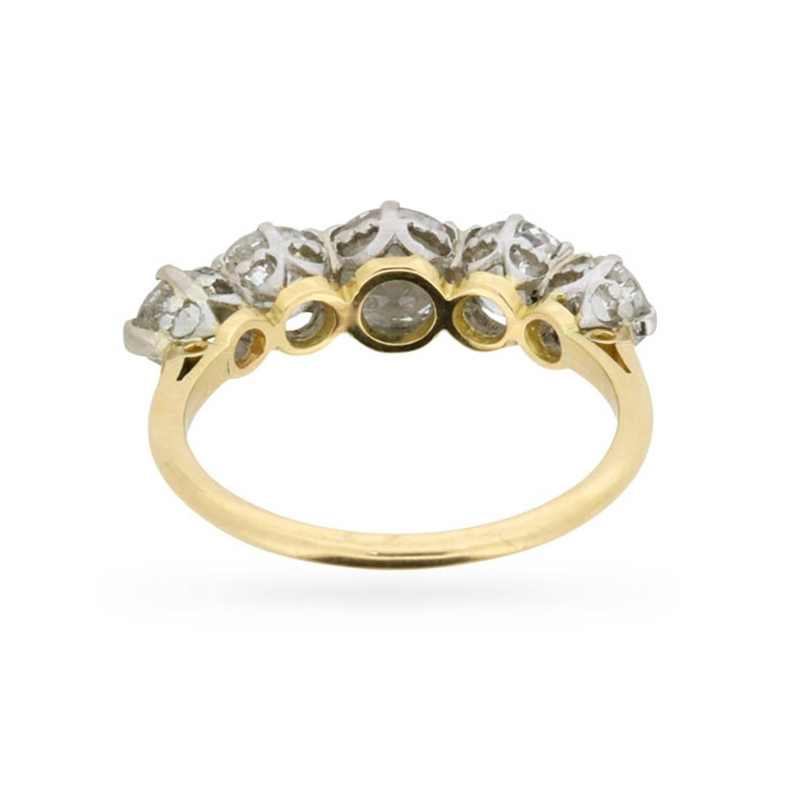 Women's or Men's Edwardian 2.20 Carat Old Cut Diamond Ring, circa 1910s