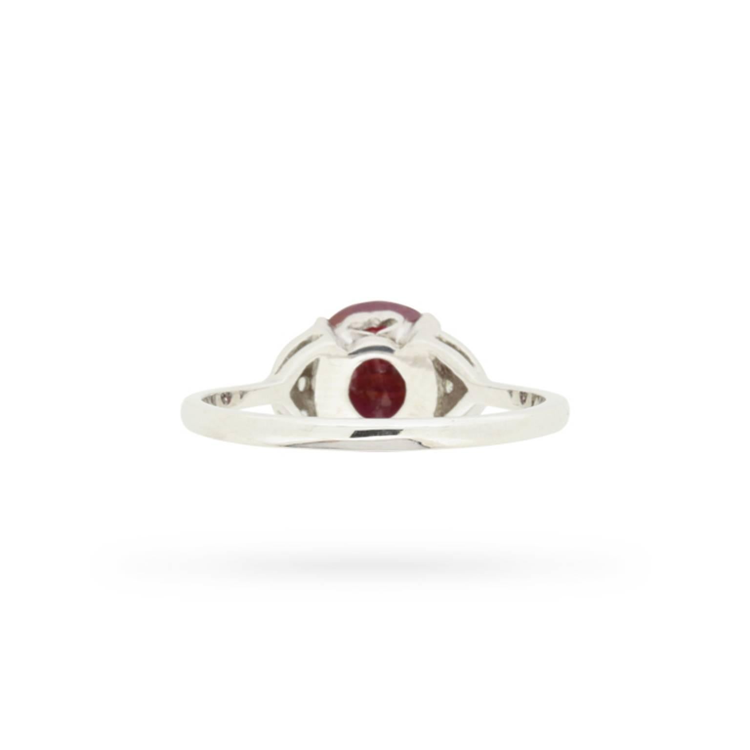 Women's or Men's 2.03 Carat GIA Certified Ruby Diamond Ring circa 1930s