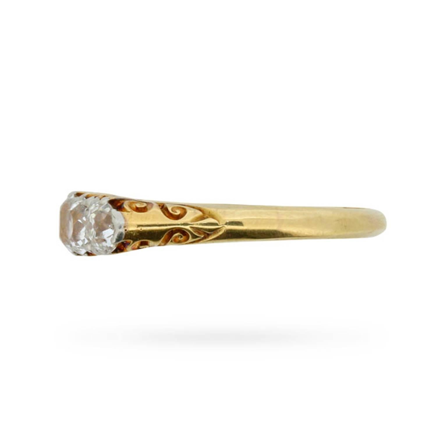Victorian 1.45 Carat Old Cut Diamond Five Stone Ring, circa 1880s In Excellent Condition In London, GB