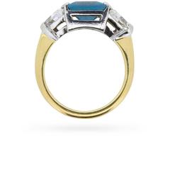 Mid-Century Tension Set Aquamarine Diamond Ring, circa 1950s