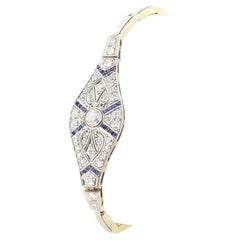 Pulsera eduardiana de diamantes y zafiros de 1,05 ct, c.1910