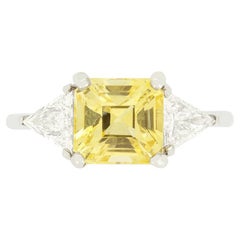 Vintage 2.27ct Yellow Sapphire and Diamond Trilogy Ring, c.1970s