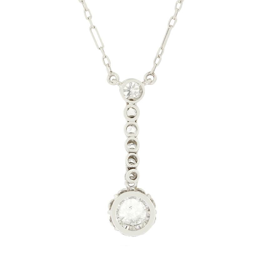 Art Déco Collana a goccia con diamanti Art Deco da 0,50 carati, 1920 ca. in vendita