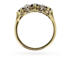 Late Victorian Sapphire and Diamond Seven-Stone Ring, circa 1900s