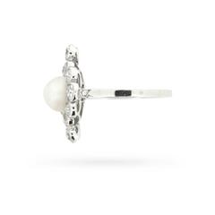 French Pearl and Diamond Ring, circa 1920s