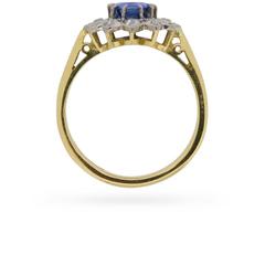 Vintage Sapphire and Diamond Flower Cluster Ring, circa 1940s
