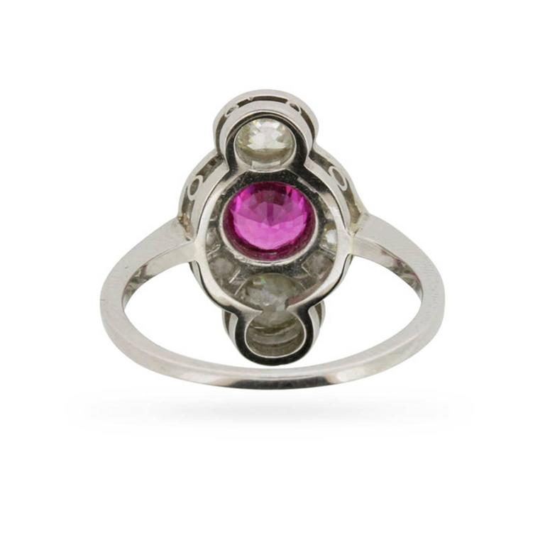 Vintage Pink Tourmaline and Old and Rose Cut Diamond Ring, circa 1940s ...