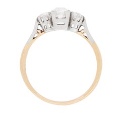 Late Victorian 0.60 Carat Three Stone Old Cut Diamond Ring, circa 1900s