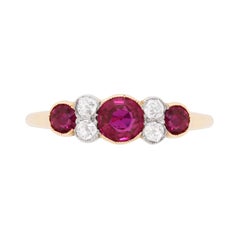 Late Victorian Ruby and Diamond ‘Five-Stone’ Ring, circa 1900s