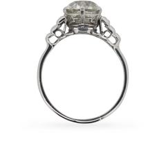 Art Deco Diamond Platinum Solitaire Engagement Ring