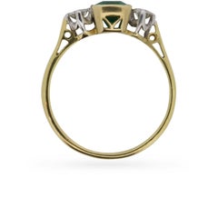 Vintage Emerald and Diamond Three-Stone Ring, circa 1980s