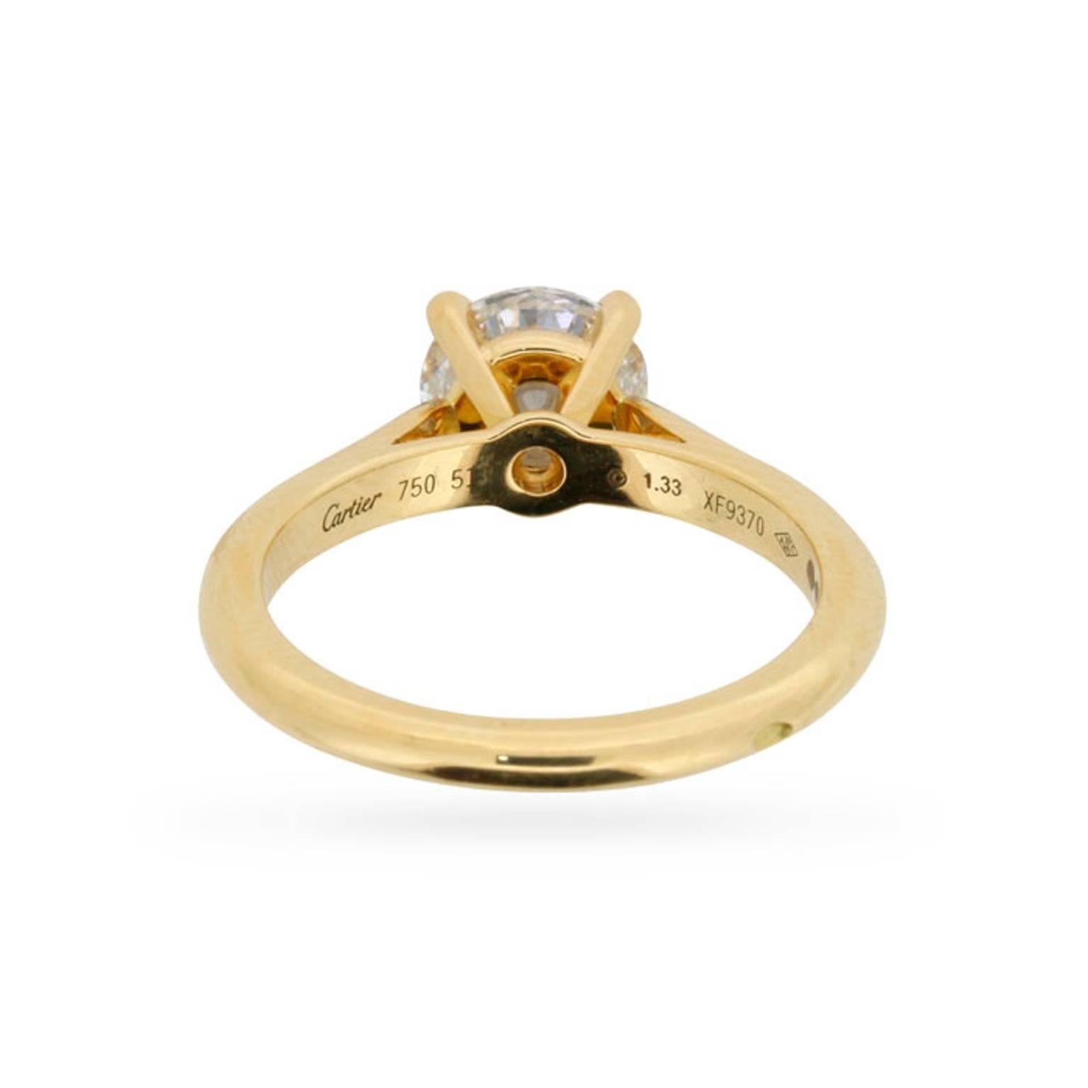 Women's or Men's Cartier ‘Solitaire 1895’ 1.33 Carat GIA Certified Diamond Engagement Ring