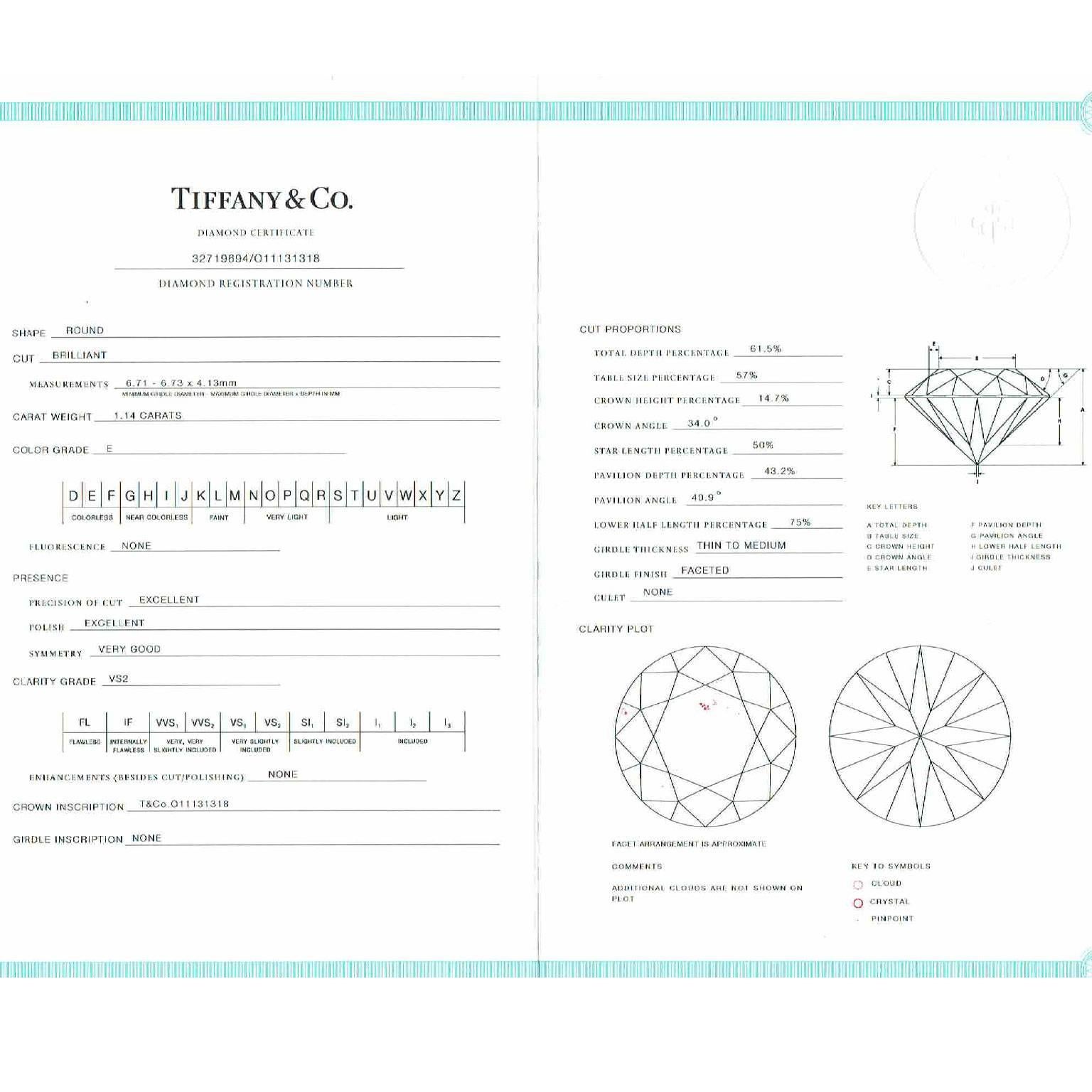 Round Cut Tiffany & Co. Diamond Harmony Solitaire Ring Modern For Sale