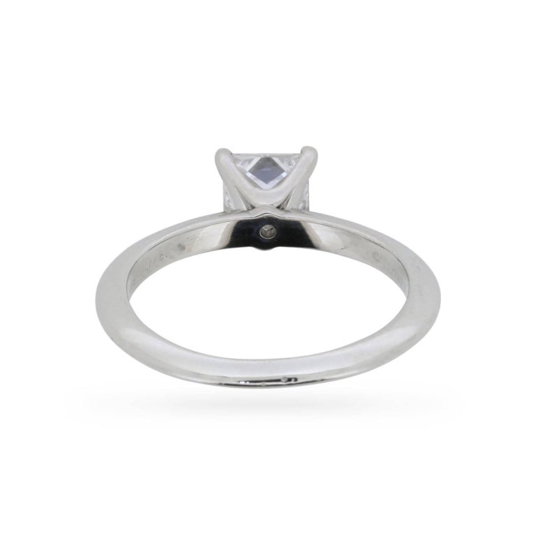 Tiffany and Co. 0.74 Carat Square Cut Diamond Engagement Ring For Sale