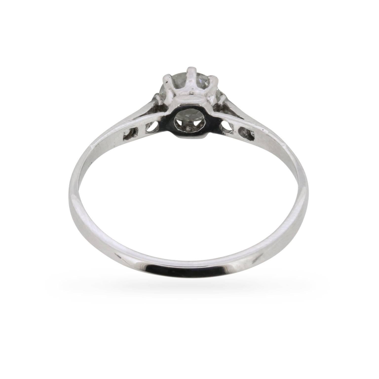 Women's or Men's Art Deco Diamond Solitaire Certified Ring, circa 1920s