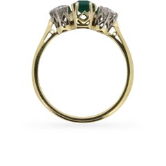Art Deco Emerald and Diamond Three-Stone Ring, circa 1920s