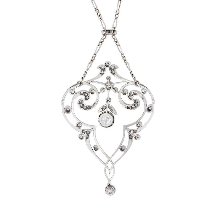 Victorian Diamond Necklace Pendant with Original Box, circa 1880s In Excellent Condition In London, GB