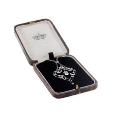 Victorian Diamond Necklace Pendant with Original Box, circa 1880s