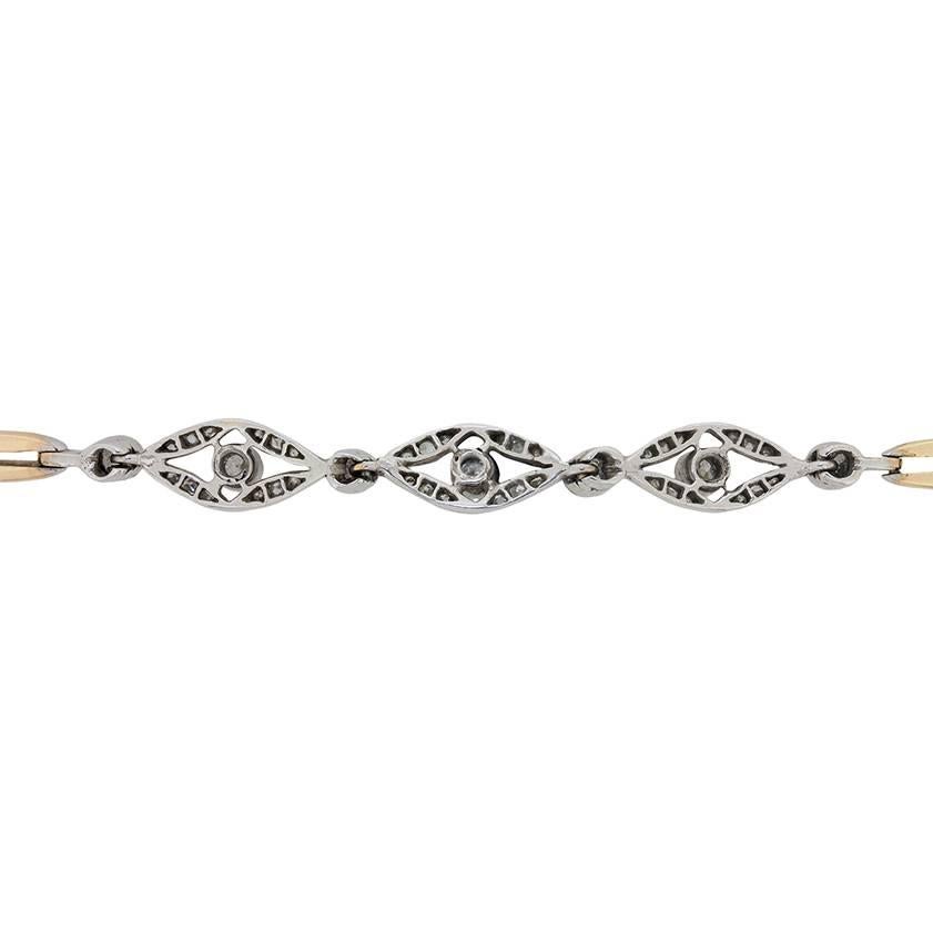 Early Art Deco Platinum and Gold Diamond Bracelet, circa 1920s In Excellent Condition In London, GB
