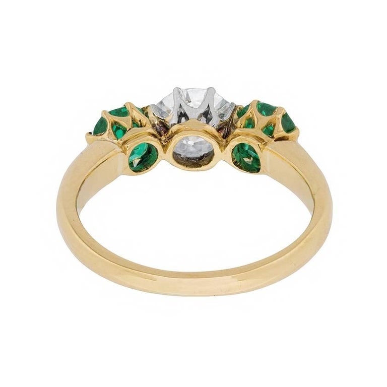 Edwardian Diamond and Emerald Three-Stone Ring, circa 1910 at 1stdibs