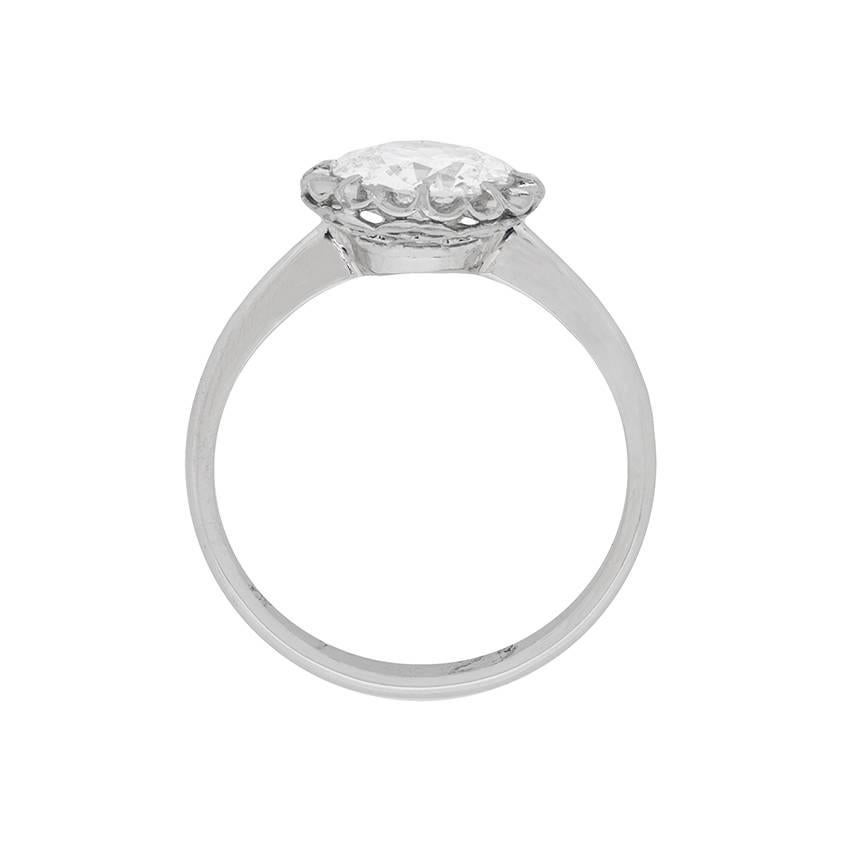 This beautiful solitaire ring dates back to the early art deco period of the 1920s. The single stone is just over that magic one carat mark, weighing 1.16 carat. The stone has been certified by an independent certification company called EDR, who