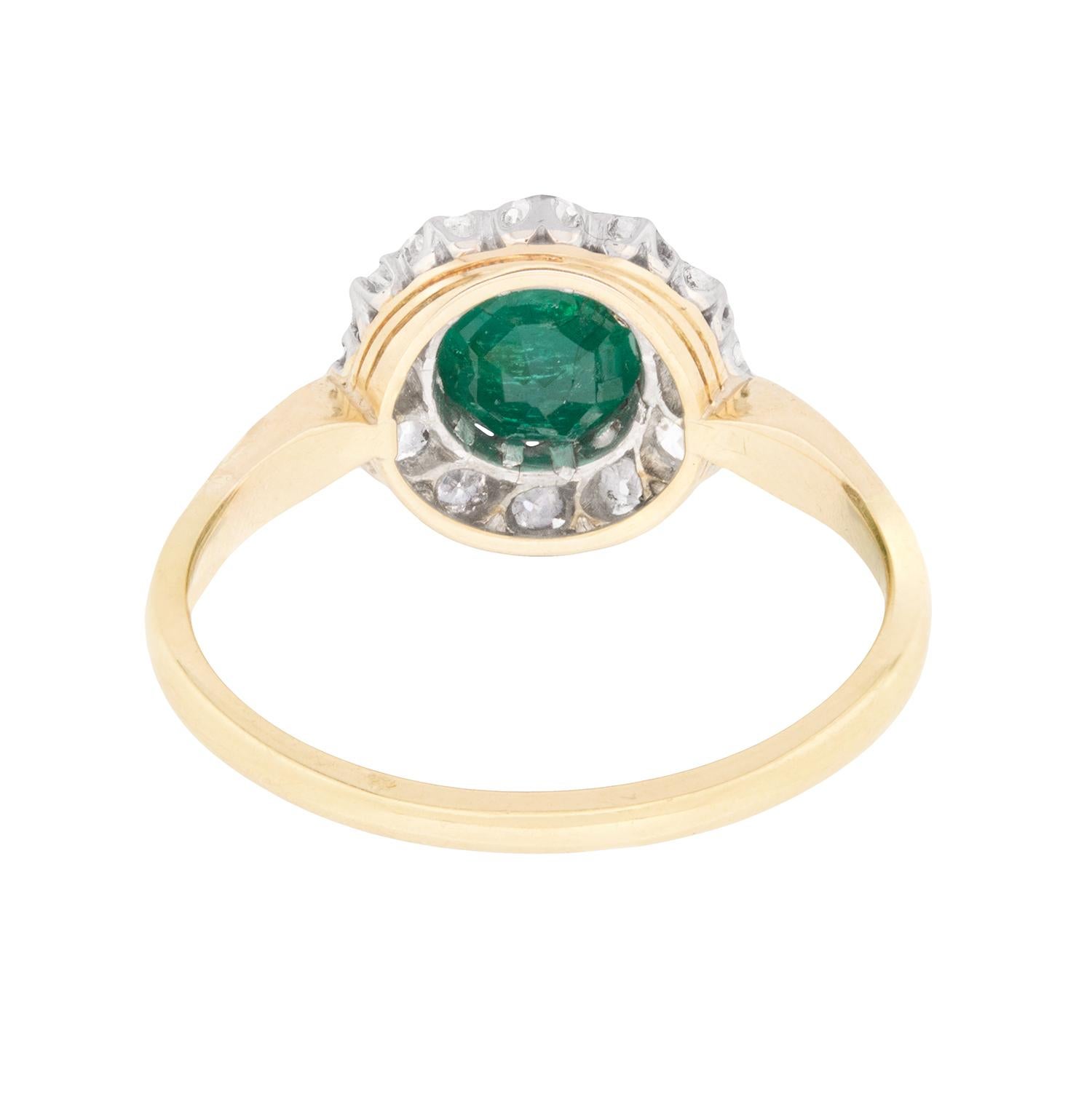 Women's or Men's Edwardian Emerald and Diamond Cluster Ring, circa 1910