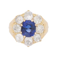 Victorian Sapphire and Diamond Cluster Ring, circa 1900s