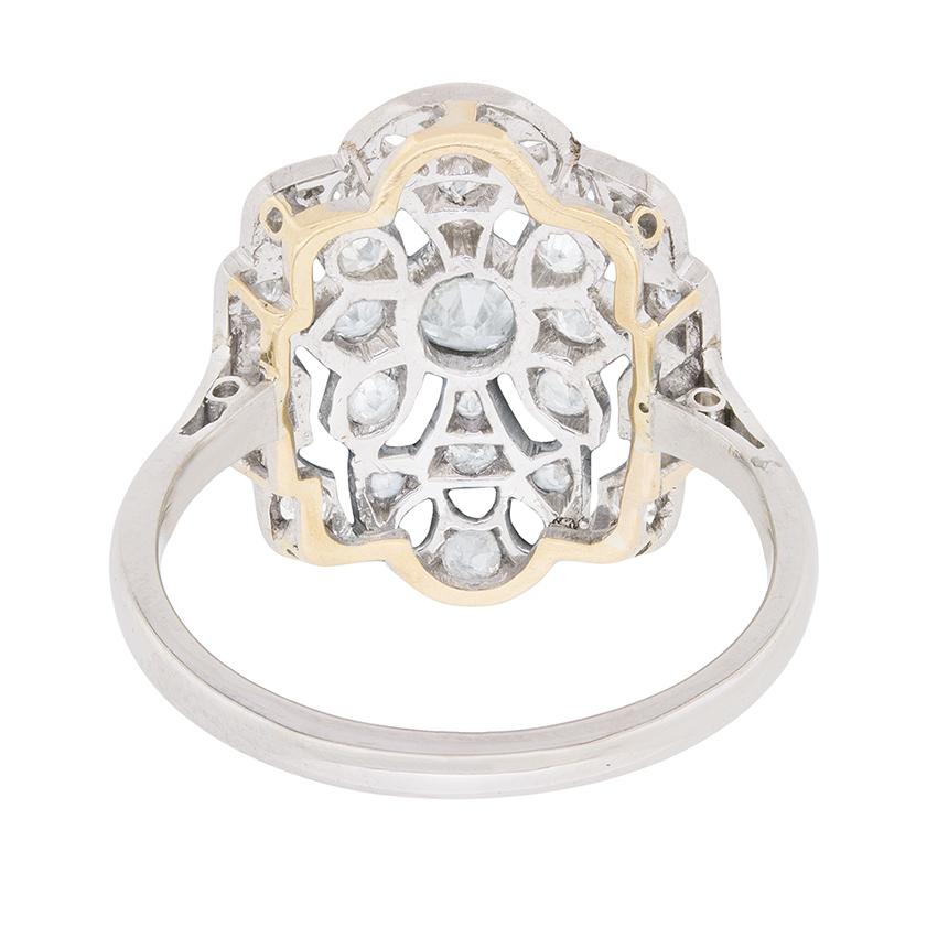 Round Cut Art Deco Diamond Cluster Ring, circa 1920s For Sale