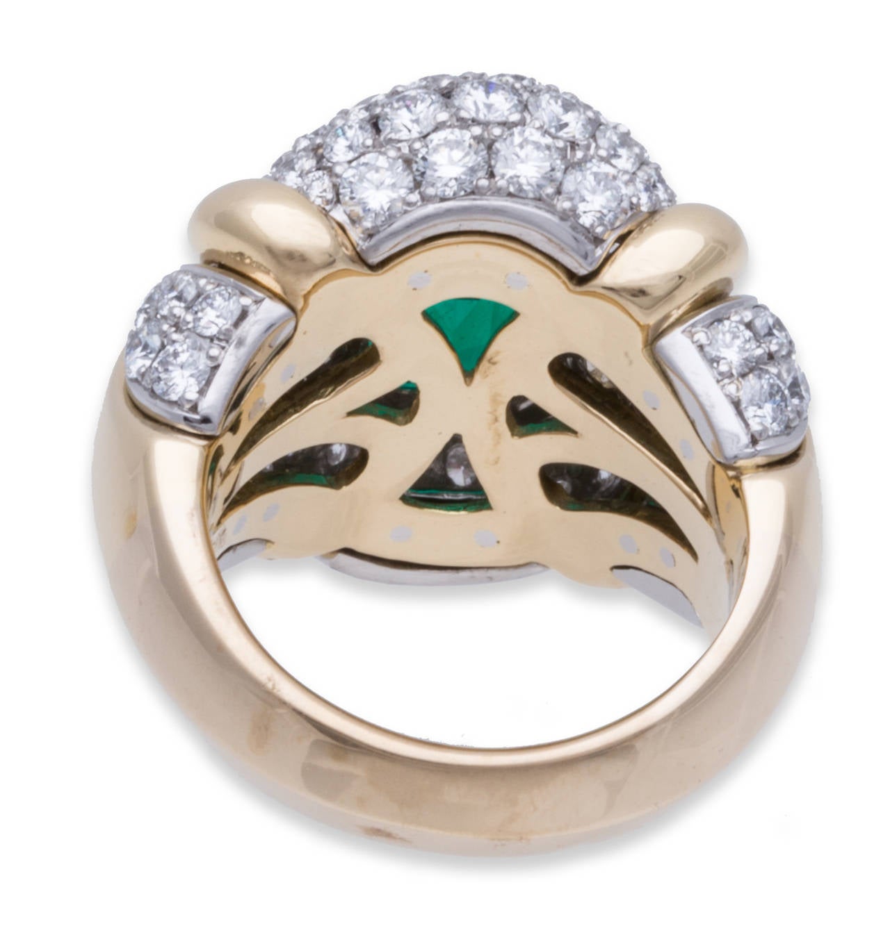Emerald Cut Colombian Emerald Diamond Gold Ring For Sale