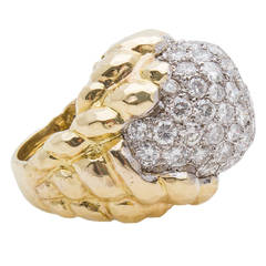 David Webb Diamond Pave Gold Platinum Dome Ring
