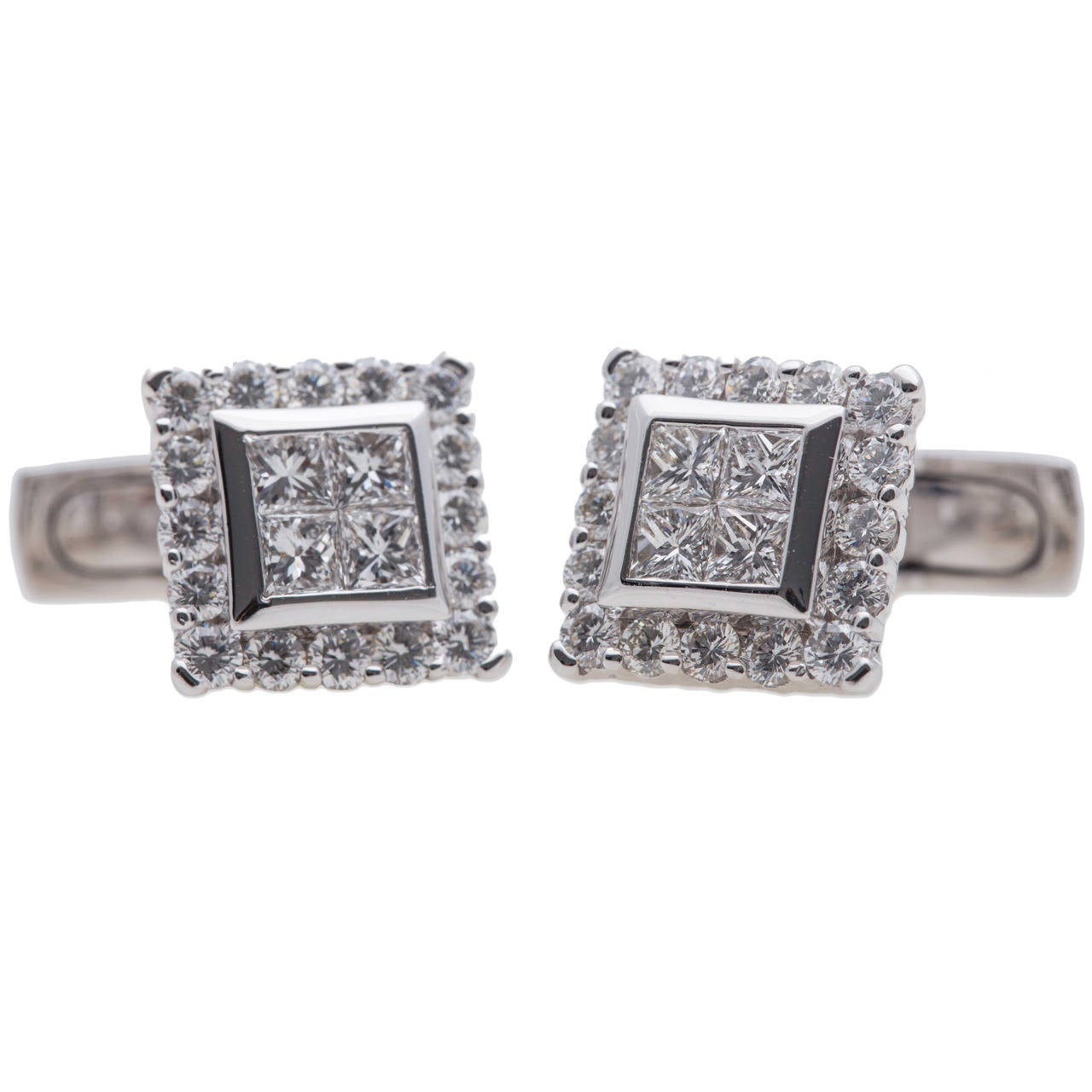 Luca Carati Diamond Gold Cufflinks For Sale