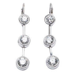 Kwiat Three Stone Diamond Earrings