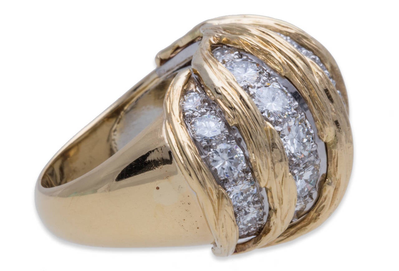 Van Cleef & Arpels Diamond Pave Gold Ring In Excellent Condition For Sale In Sunny Isles Beach, FL