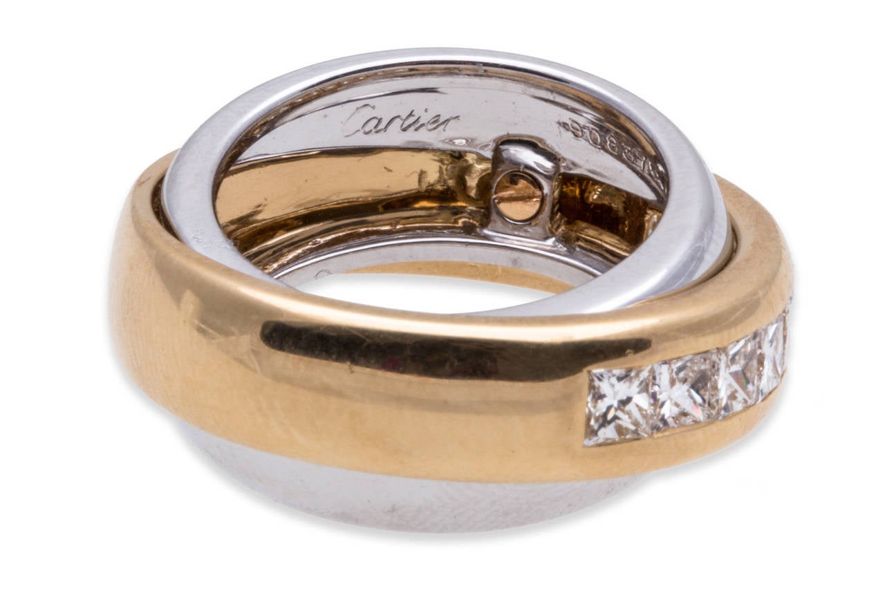 Cartier Diamond Ring in 18K White and Yellow Gold. Total Diamond Weight 1.50ct, Ring Weight 14.7g, Ring Size US 5.25/ EUR 50, Stamped inside ring 