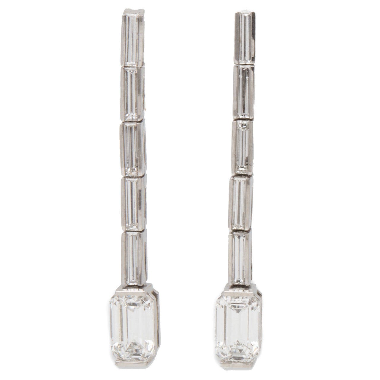 Daniel K Diamond Platinum Drop Earrings For Sale