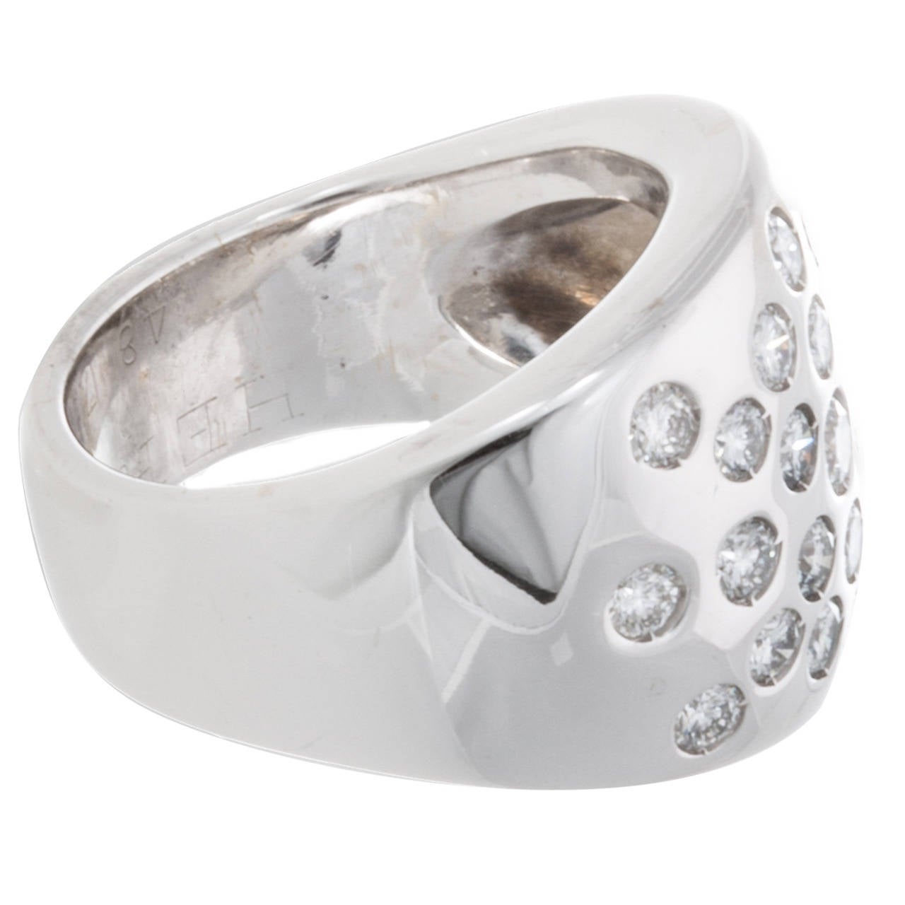 Hermes Diamond Ring in 18K White Gold. Total Diamond Weight .95ct, Ring Weight 11.7g, Ring Size US 4.25 / EUR 48, Stamped: 