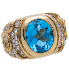 Marina B Topaz Diamond Ring Yellow Gold